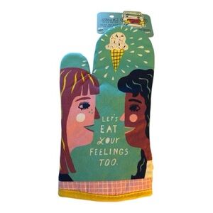 Blue Q funny oven mitt “Let’s Eat Your Feelings Too” New With Tags